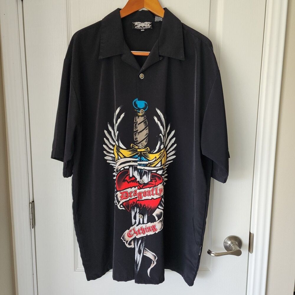 Dragonfly Clothing Co. XXL Short Sleeve Shirt Dagger thru the Heart Double Sided